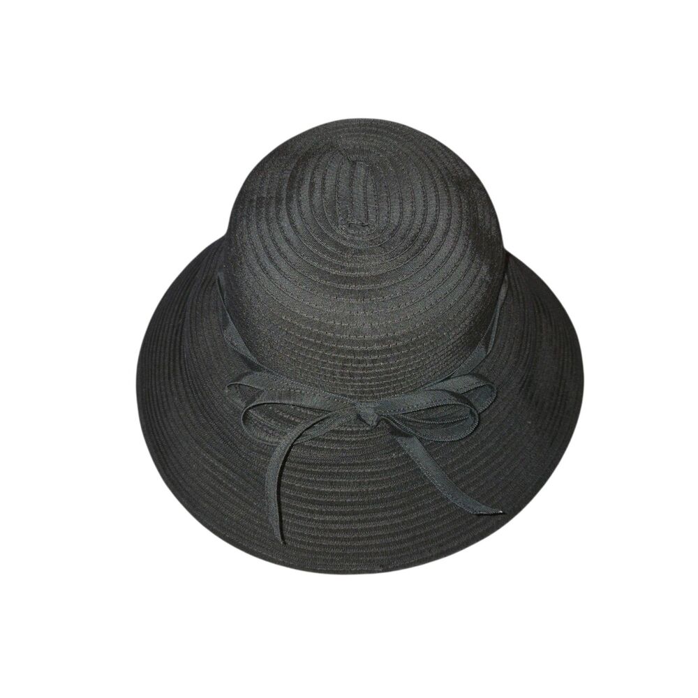 Eric Javits VTG Black Squishee Sun Hat Packable SPF 50+ Repells Water Twist Band - Picture 1 of 13